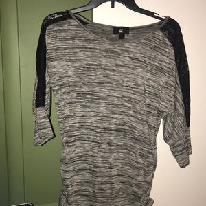 gray and lace 3/4 sleeve